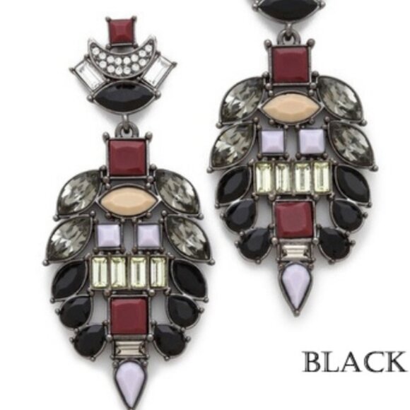 Artistic Gem Earrings - Black - Picture 1 of 7